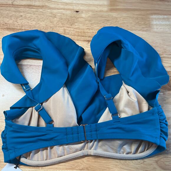 Shade & Shore Women's Teal Blue Ruffle Bralette Bikini Top - Size 36B - NWT - Picture 10 of 12